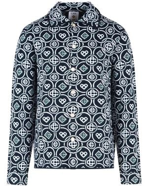 CASABLANCA Icon Monogram Long Sleeve Shirt - Blue