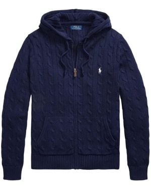 Polo Ralph Lauren Cable-Knit Zip-Up Hoodie - Blue