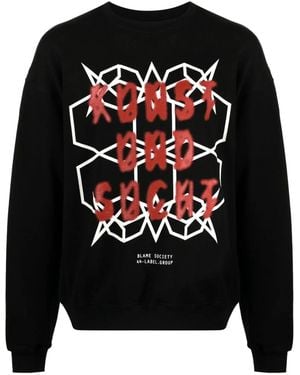 44 Label Group Graphic-print Cotton Sweatshirt - Black