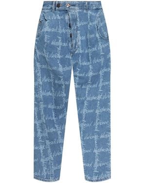 Vivienne Westwood Relaxed Fit Cornflower Jeans With All-Over Logo Print - Blue
