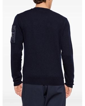 Moncler Logo-Patch Pocket-Detail Jumper - Blue