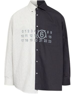 MM6 by Maison Margiela Two-Tone Cotton Poplin Shirt - Blue