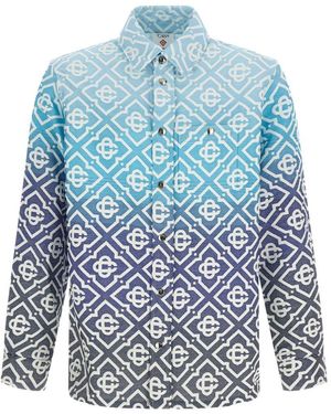 CASABLANCA Shacket Monogram Gradient Overshirt - Blue