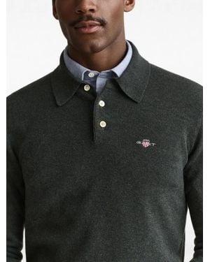 GANT Long-Sleeve Polo Shirt - Black