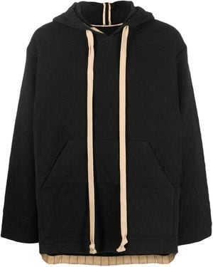 Uma Wang Quilted Drawstring Hoodie - Black