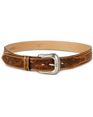 Stetson Tooled-Leather Western Belt - Brown