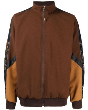 Toga Virilis Colour-Block Zipped Jumper - Brown
