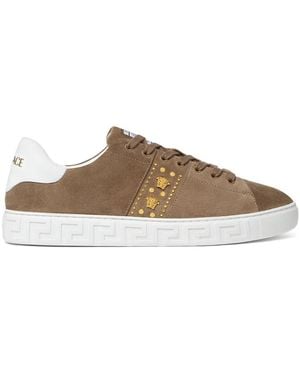 Versace Greca-Pattern Sneakers - Brown