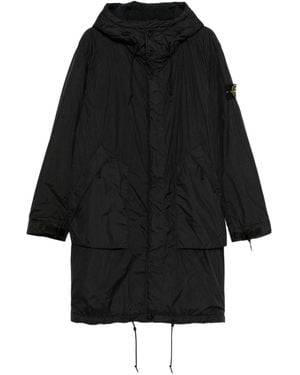 Stone Island Hooded Drawstring Coat - Black