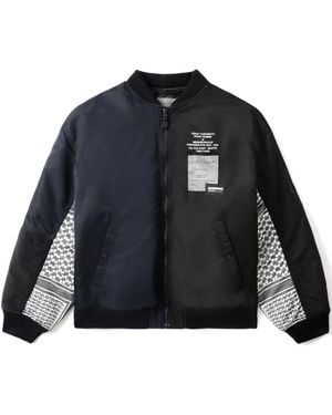 Yohji Yamamoto Contrast-Sleeve Bomber Jacket - Blue
