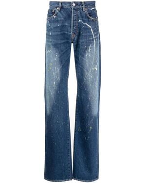Yohji Yamamoto Paint-Splatter Straight-Leg Jeans - Blue