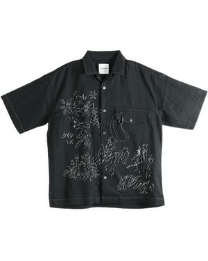 and wander Embroidered Short-Sleeve Shirt - Black