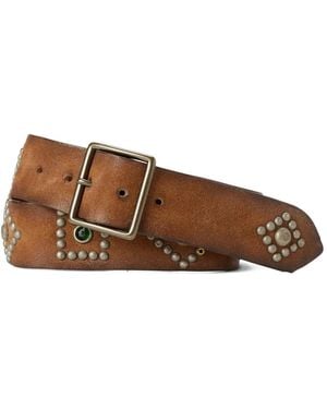 RRL Studded Leather Belt - Brown