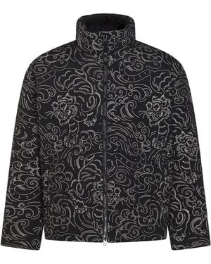 KENZO Floral-Print Padded Jacket - Black