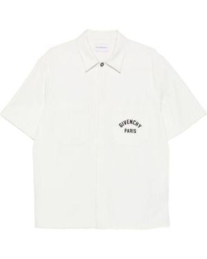 Givenchy Paris Signature Embroidered Short-Sleeved Shirt - White