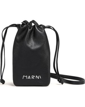 Marni Drawstring Leather Wallet - Black