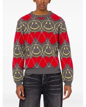 Moschino Smiley Patterned Sweater - Red