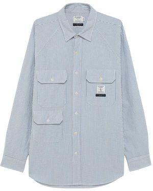 Engineered Garments Striped Seersucker-Texture Shirt - Blue