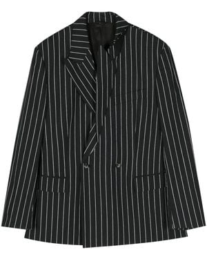 Marina Yee Striped Double-Breasted Blazer - Black