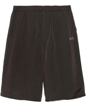 Undercover Pinstripe Logo-Embroidered Shorts - Black