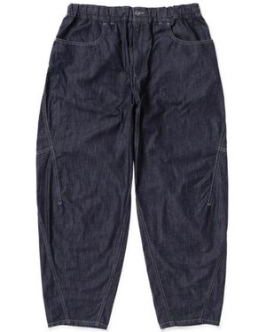 and wander Contrast-Stitch Trousers - Blue