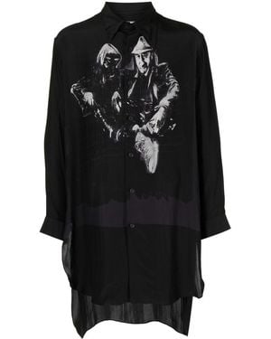 Yohji Yamamoto Graphic-Print Cotton Shirt - Black