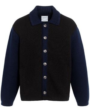 Barrie Colour-Block Button Cardigan - Blue