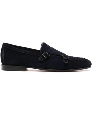 Santoni Suede Monk Shoes - Black