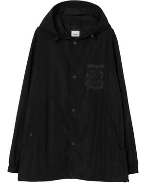 Burberry Chest Logo-Print Hooded Jacket - Black