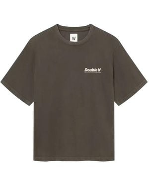 WOOD WOOD Wwliam Logo-Print T-Shirt - Grey