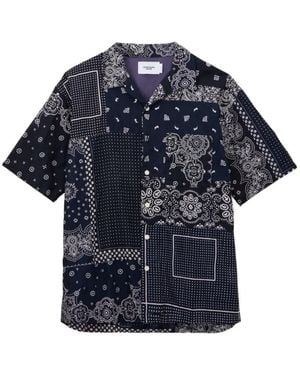 Momotaro Paisley -Print Patchwork Shirt - Blue