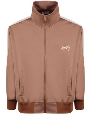 Bally Logo-Embroidered Zip-Up Sweatshirt - Brown