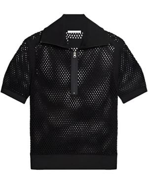 Helmut Lang Open-Knit Polo Shirt - Black