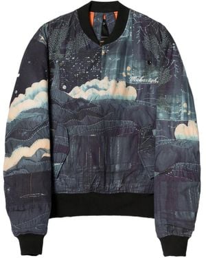 Maharishi 6227 Boro Crane Monk Ma1 Printed Bomber Jacket - Blue
