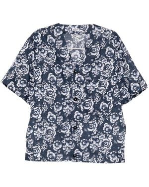 Kiton Floral-Print Shirt - Blue