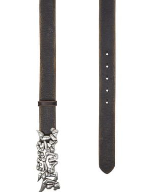 DIESEL Graffiti-Buckle Leather Belt - White