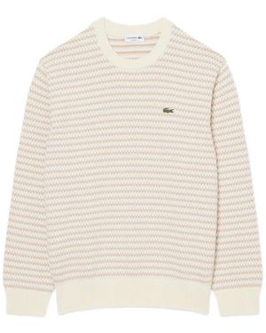 Lacoste Logo-Patch Textured-Knit Sweater - White