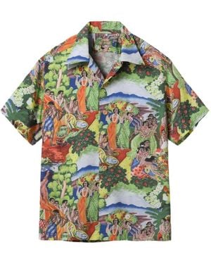 Sun Surf X Eugene Savage Original Matson Menu Design Short-Sleeve Shirt - Green