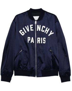 Givenchy Cotton Satin Zipped Blouson - Blue