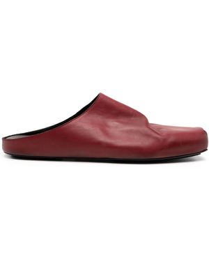 Uma Wang Square-Toe Leather Slippers - Red