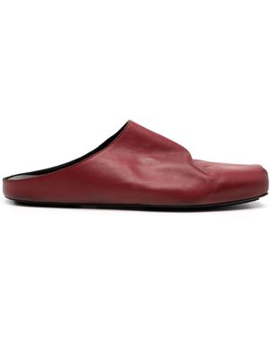 Uma Wang Square-Toe Leather Slippers - Red