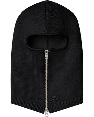 Courreges Ac Logo Wool Balaclava - Black