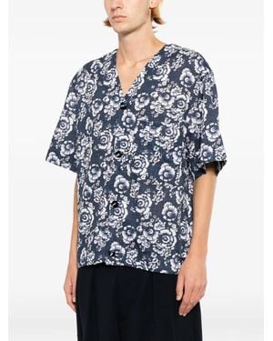 Kiton Floral-Print Shirt - Blue