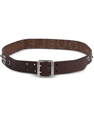 RRL Studded-Logo Leather Belt - Brown