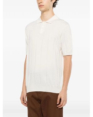 Canali Ribbed-Knit Polo Shirt - White