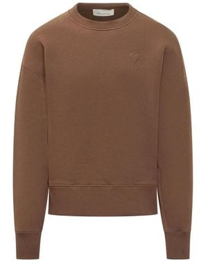 Ami Paris Tonal Embossed Big Ami D Sweatshirt - Brown