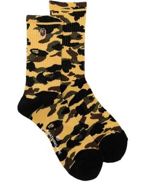 A Bathing Ape Camouflage Ape-Head Socks - Black