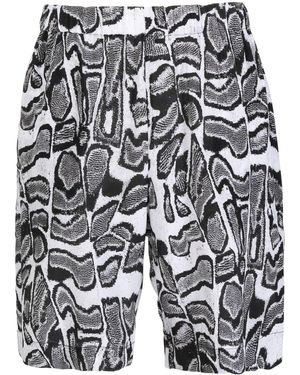 Edward Crutchley Abstract-Pattern Silk Shorts - Grey