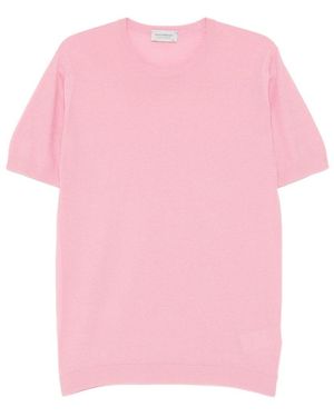 John Smedley Park Pique Ribbed T-Shirt - Pink