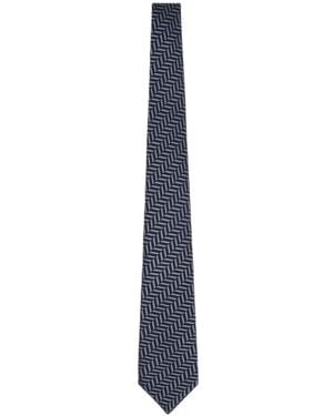 Giorgio Armani Chevron-Pattern Silk Tie - Blue